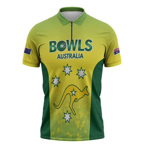 Australian Kangaroo Lawn Bowls Custom Zipper Polo Shirt Aussie Minimalist Style - Aussie Hoodie