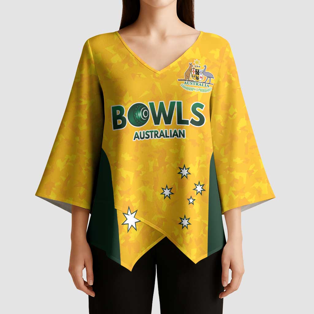 Australian Lawn Bowls Custom Kimono Sleeve Blouse Aussie Minimalist Style - Aussie Hoodie