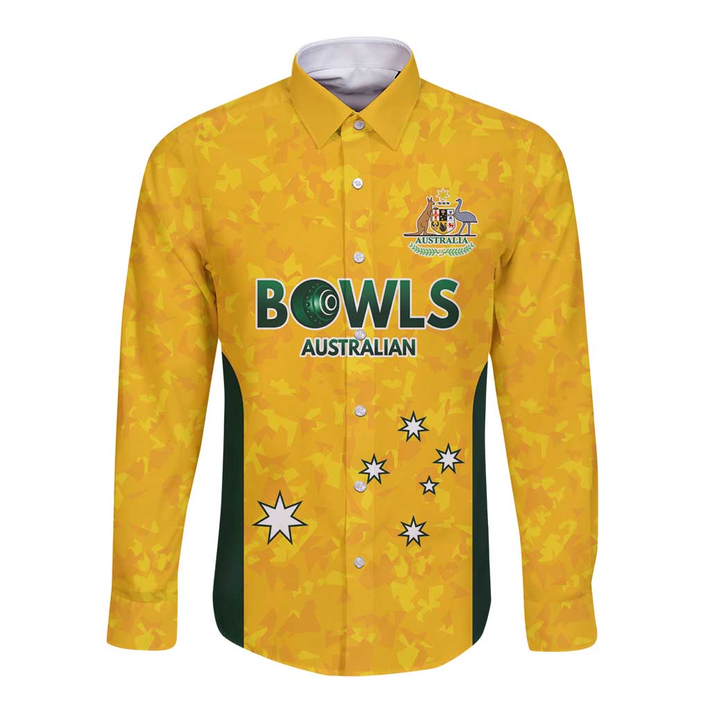 Australian Lawn Bowls Custom Long Sleeve Button Shirt Aussie Minimalist Style - Aussie Hoodie