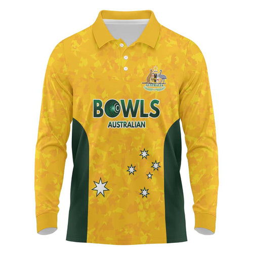 Australian Lawn Bowls Custom Long Sleeve Polo Shirt Aussie Minimalist Style - Aussie Hoodie