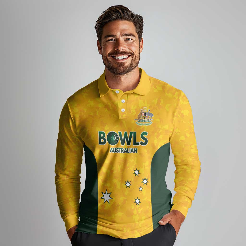 Australian Lawn Bowls Custom Long Sleeve Polo Shirt Aussie Minimalist Style - Aussie Hoodie