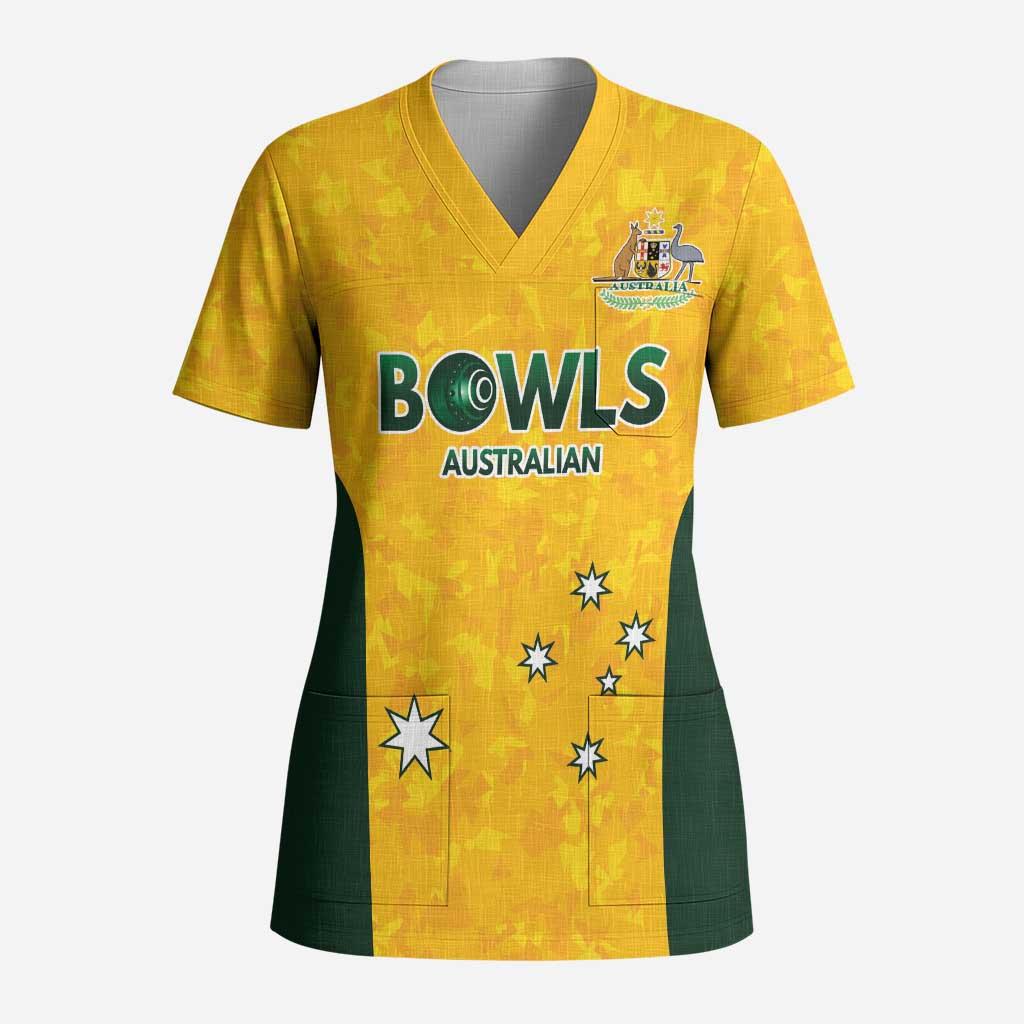 Australian Lawn Bowls Custom Scrub Top Aussie Minimalist Style - Aussie Hoodie