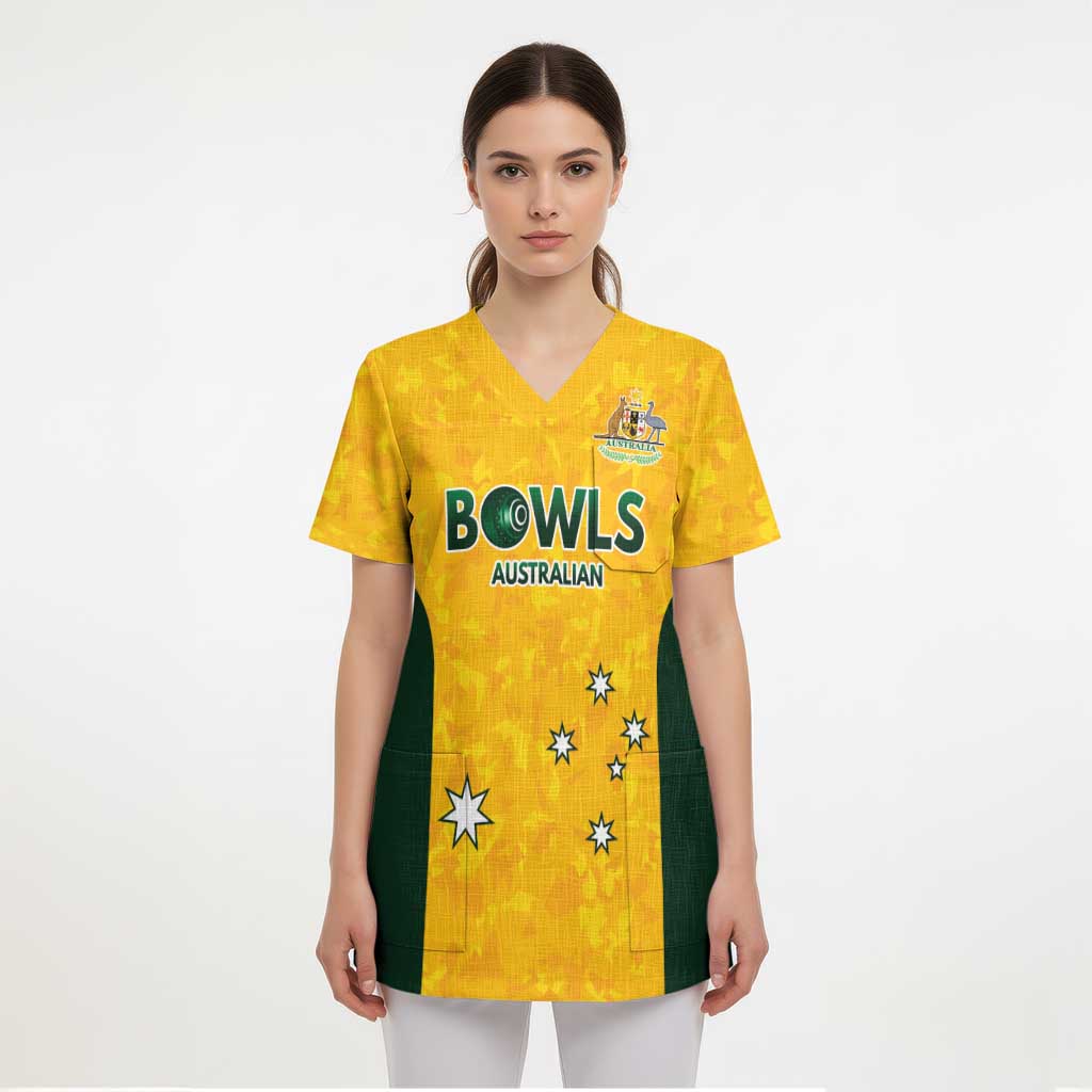 Australian Lawn Bowls Custom Scrub Top Aussie Minimalist Style - Aussie Hoodie