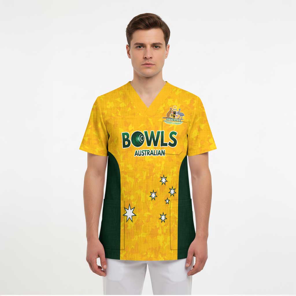 Australian Lawn Bowls Custom Scrub Top Aussie Minimalist Style - Aussie Hoodie
