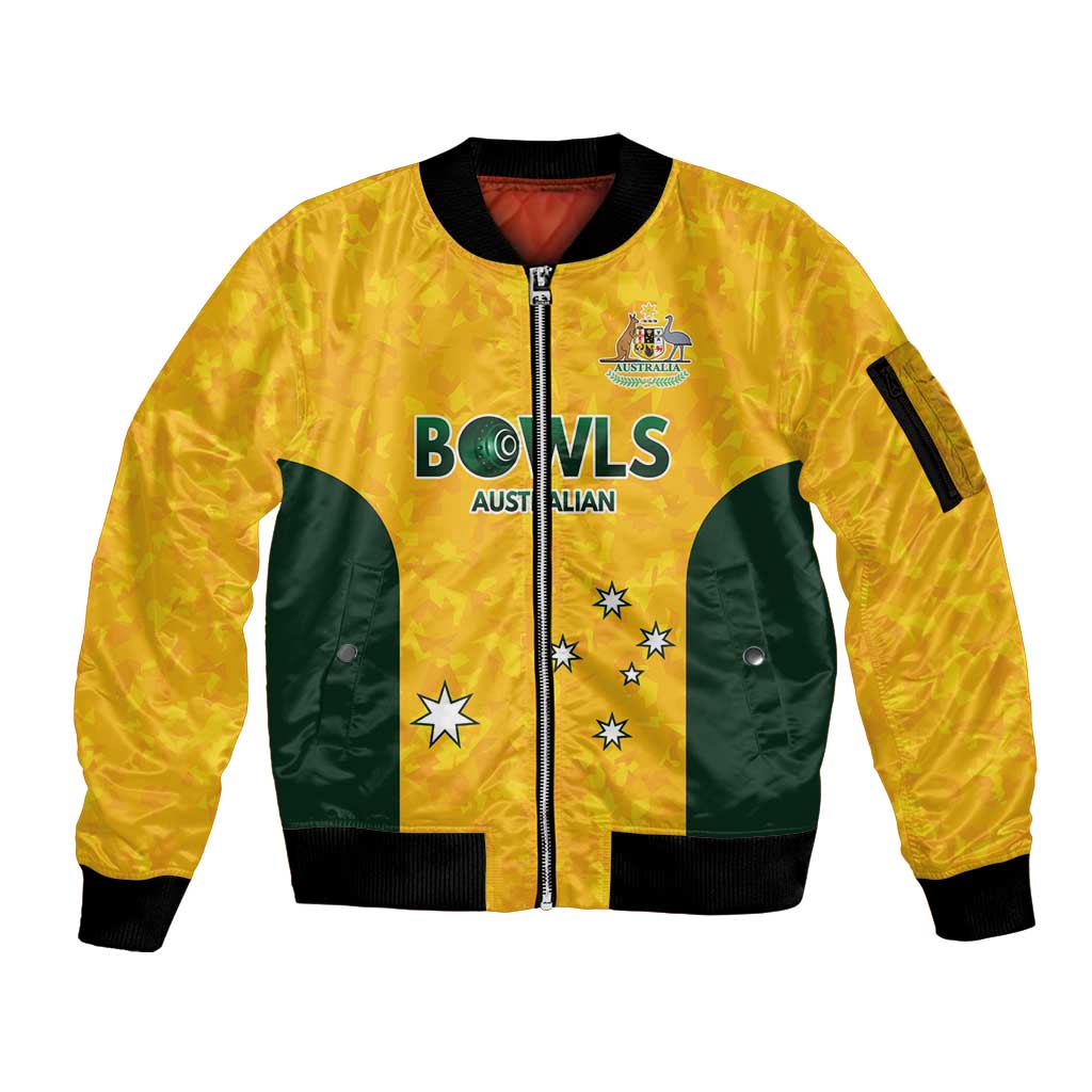 Australian Lawn Bowls Custom Sleeve Zip Bomber Jacket Aussie Minimalist Style - Aussie Hoodie