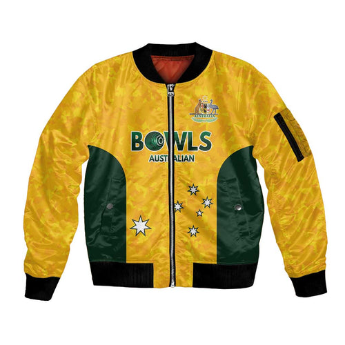 Australian Lawn Bowls Custom Sleeve Zip Bomber Jacket Aussie Minimalist Style - Aussie Hoodie