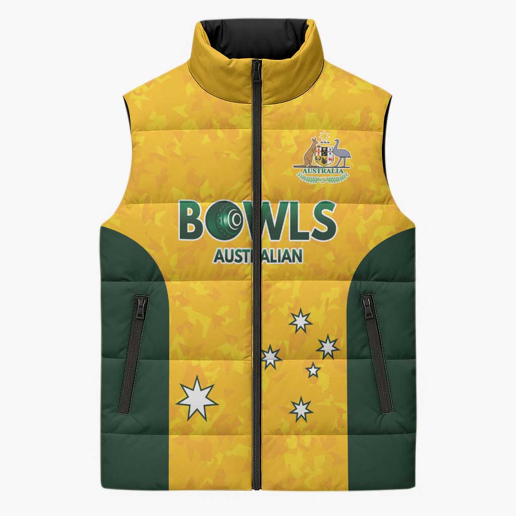 Australian Lawn Bowls Custom Sleeveless Puffer Jacket Aussie Minimalist Style - Aussie Hoodie