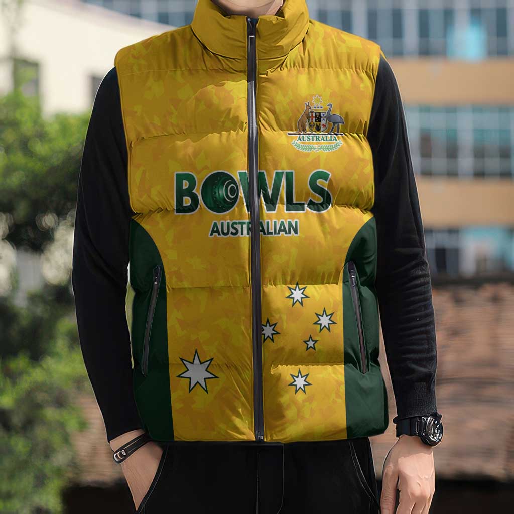 Australian Lawn Bowls Custom Sleeveless Puffer Jacket Aussie Minimalist Style - Aussie Hoodie