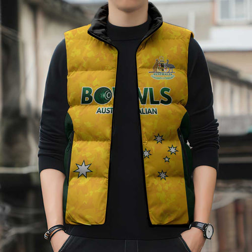 Australian Lawn Bowls Custom Sleeveless Puffer Jacket Aussie Minimalist Style - Aussie Hoodie