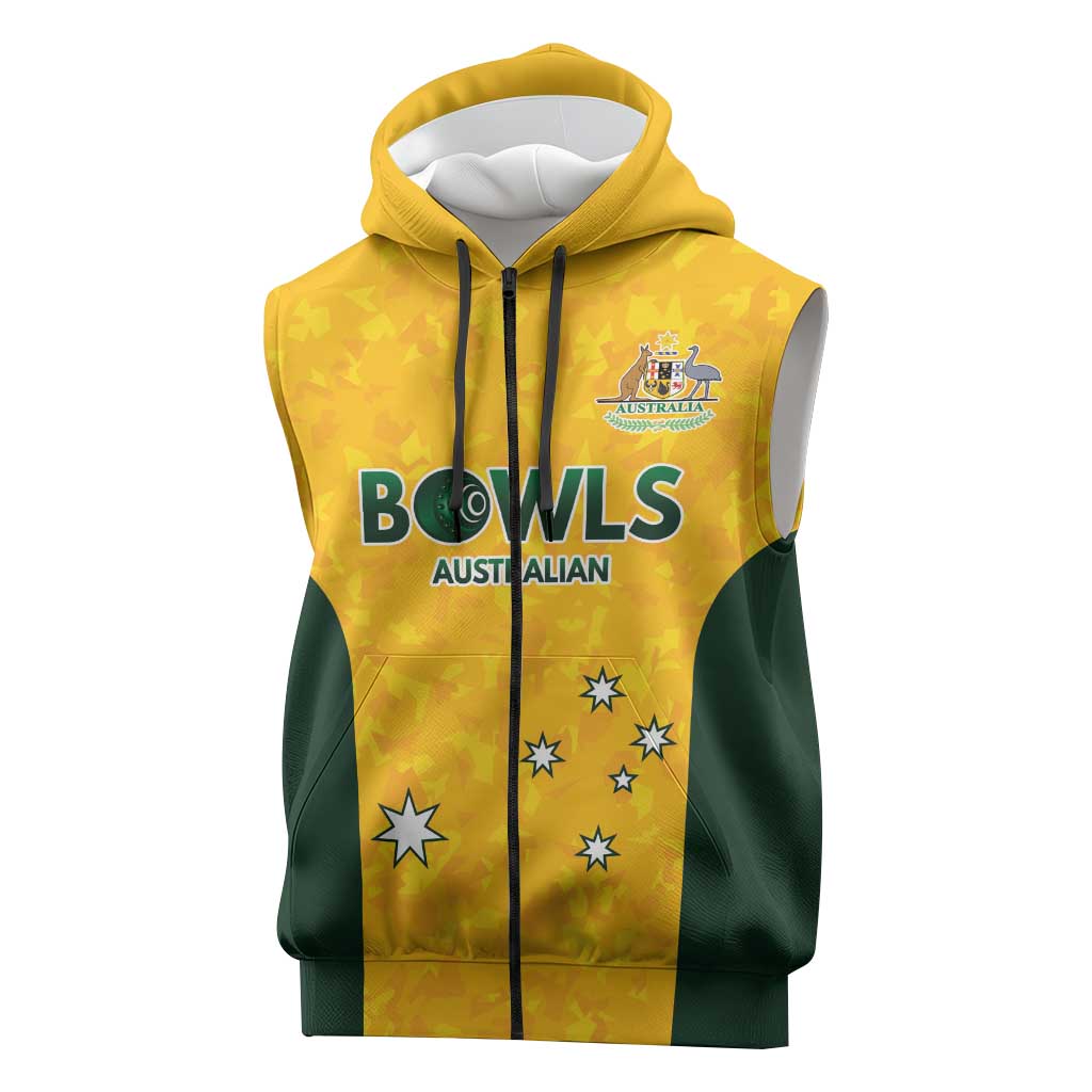 Australian Lawn Bowls Custom Sleeveless Zip Hoodie Aussie Minimalist Style LT9