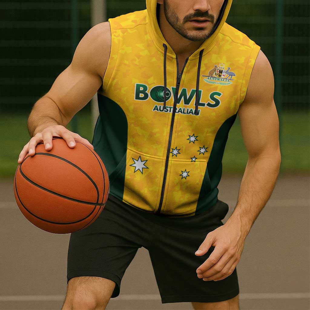 Australian Lawn Bowls Custom Sleeveless Zip Hoodie Aussie Minimalist Style LT9