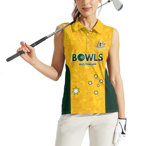 Australian Lawn Bowls Custom Women Sleeveless Polo Shirt Aussie Minimalist Style - Aussie Hoodie