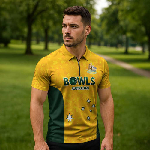 Australian Lawn Bowls Custom Zipper Polo Shirt Aussie Minimalist Style - Aussie Hoodie