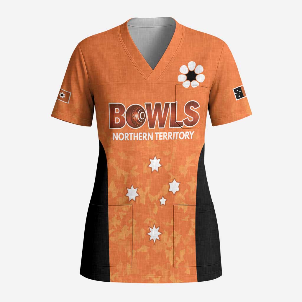 Australian Northern Territory Lawn Bowls Custom Scrub Top Aussie Minimalist Style - Aussie Hoodie