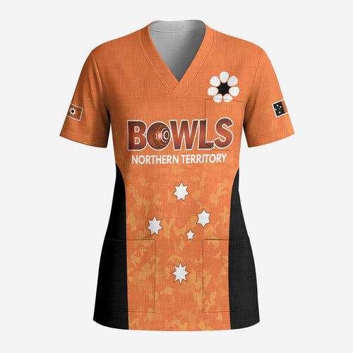 Australian Northern Territory Lawn Bowls Custom Scrub Top Aussie Minimalist Style - Aussie Hoodie