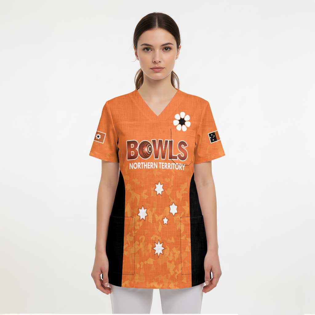 Australian Northern Territory Lawn Bowls Custom Scrub Top Aussie Minimalist Style - Aussie Hoodie
