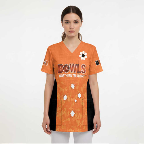 Australian Northern Territory Lawn Bowls Custom Scrub Top Aussie Minimalist Style - Aussie Hoodie