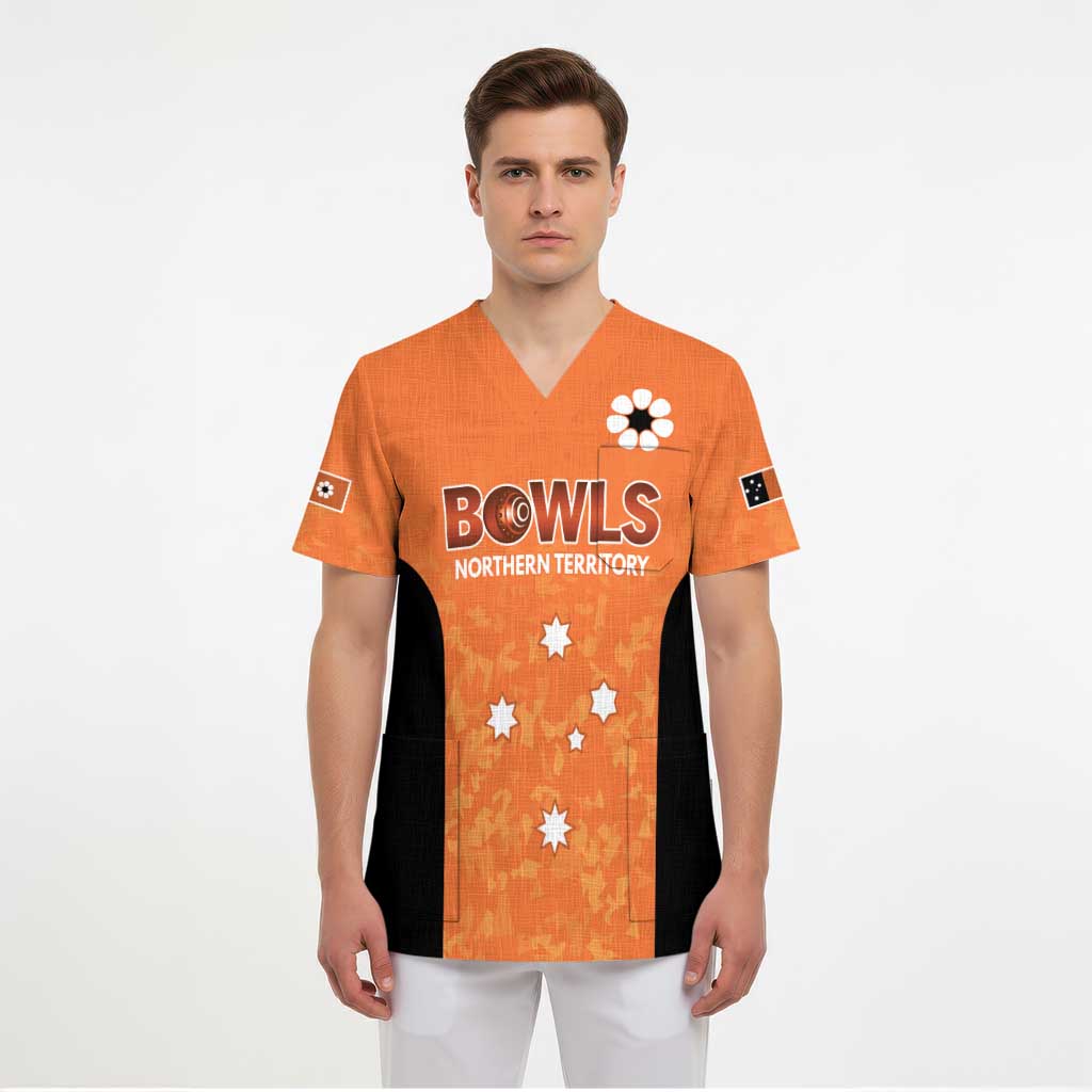 Australian Northern Territory Lawn Bowls Custom Scrub Top Aussie Minimalist Style - Aussie Hoodie