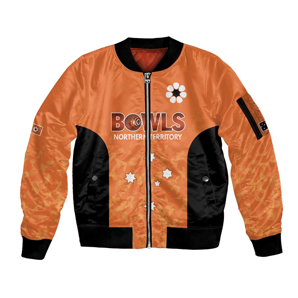 Australian Northern Territory Lawn Bowls Custom Sleeve Zip Bomber Jacket Aussie Minimalist Style - Aussie Hoodie