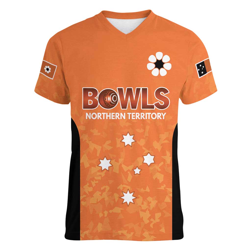 Australian Northern Territory Lawn Bowls Custom Women V-Neck T-Shirt Aussie Minimalist Style - Aussie Hoodie