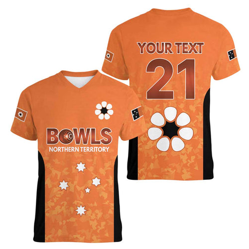 Australian Northern Territory Lawn Bowls Custom Women V-Neck T-Shirt Aussie Minimalist Style - Aussie Hoodie