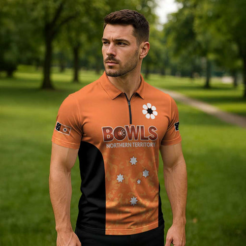 Australian Northern Territory Lawn Bowls Custom Zipper Polo Shirt Aussie Minimalist Style - Aussie Hoodie