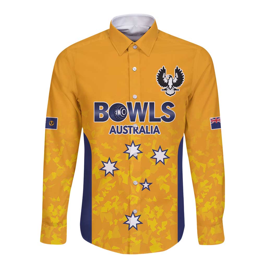 Australian South Australia Lawn Bowls Custom Long Sleeve Button Shirt Aussie Minimalist Style - Aussie Hoodie