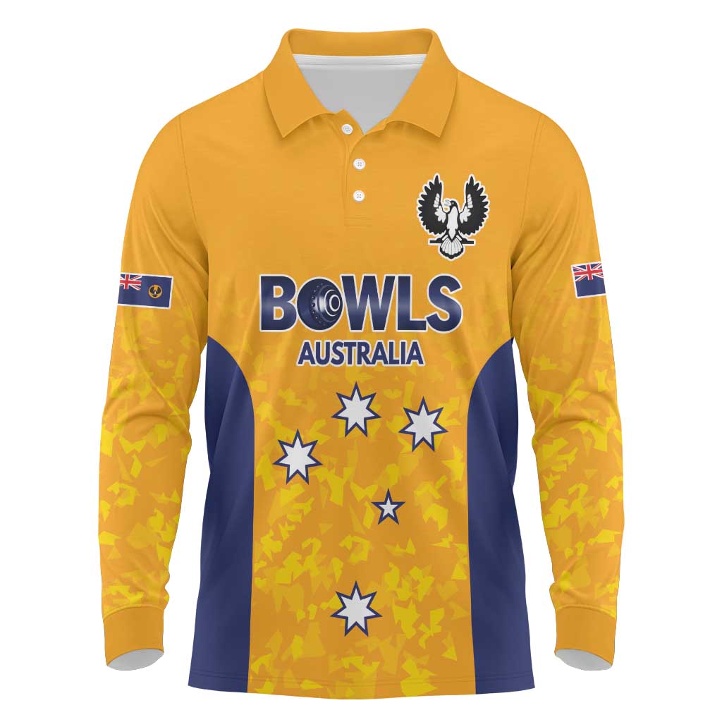Australian South Australia Lawn Bowls Custom Long Sleeve Polo Shirt Aussie Minimalist Style - Aussie Hoodie