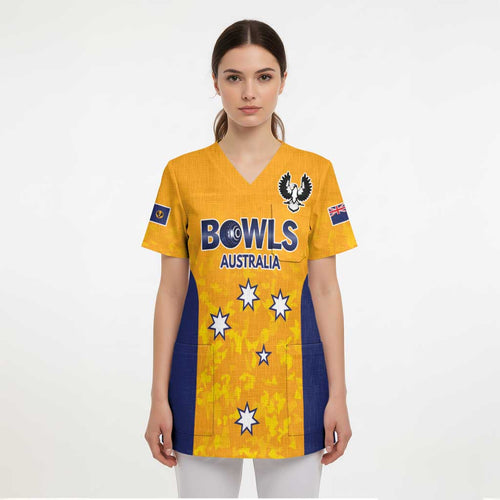 Australian South Australia Lawn Bowls Custom Scrub Top Aussie Minimalist Style - Aussie Hoodie