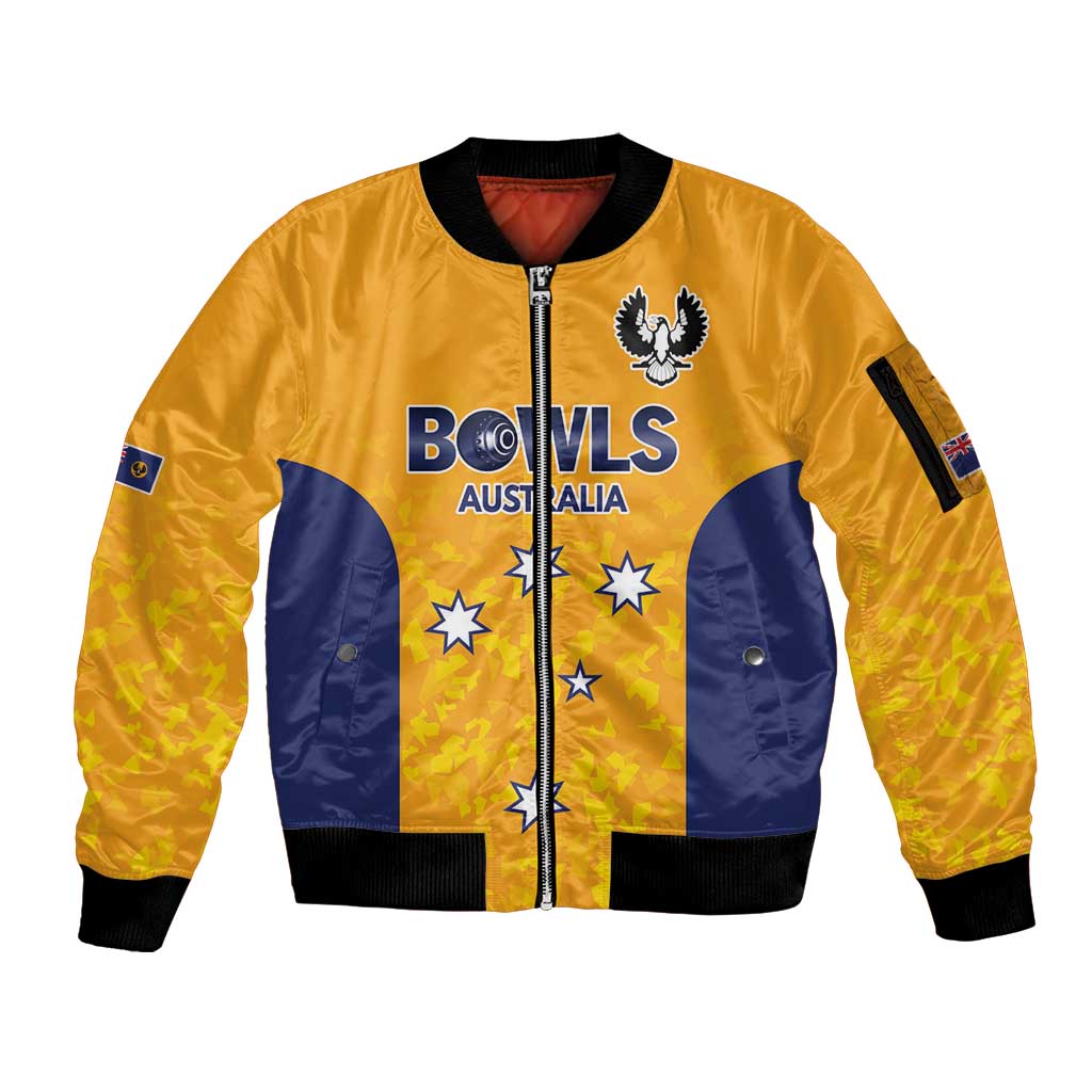 Australian South Australia Lawn Bowls Custom Sleeve Zip Bomber Jacket Aussie Minimalist Style - Aussie Hoodie