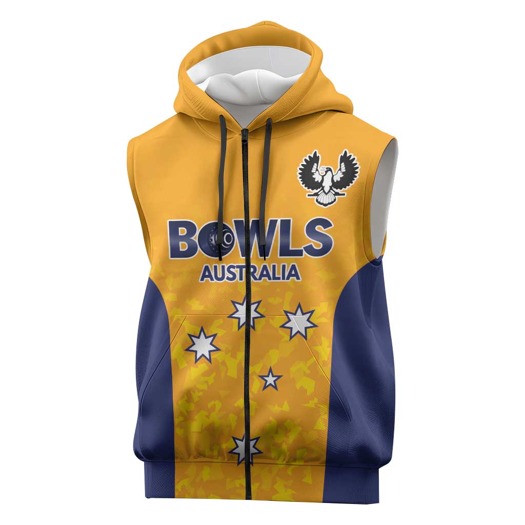 Australian South Australia Lawn Bowls Custom Sleeveless Zip Hoodie Aussie Minimalist Style LT9