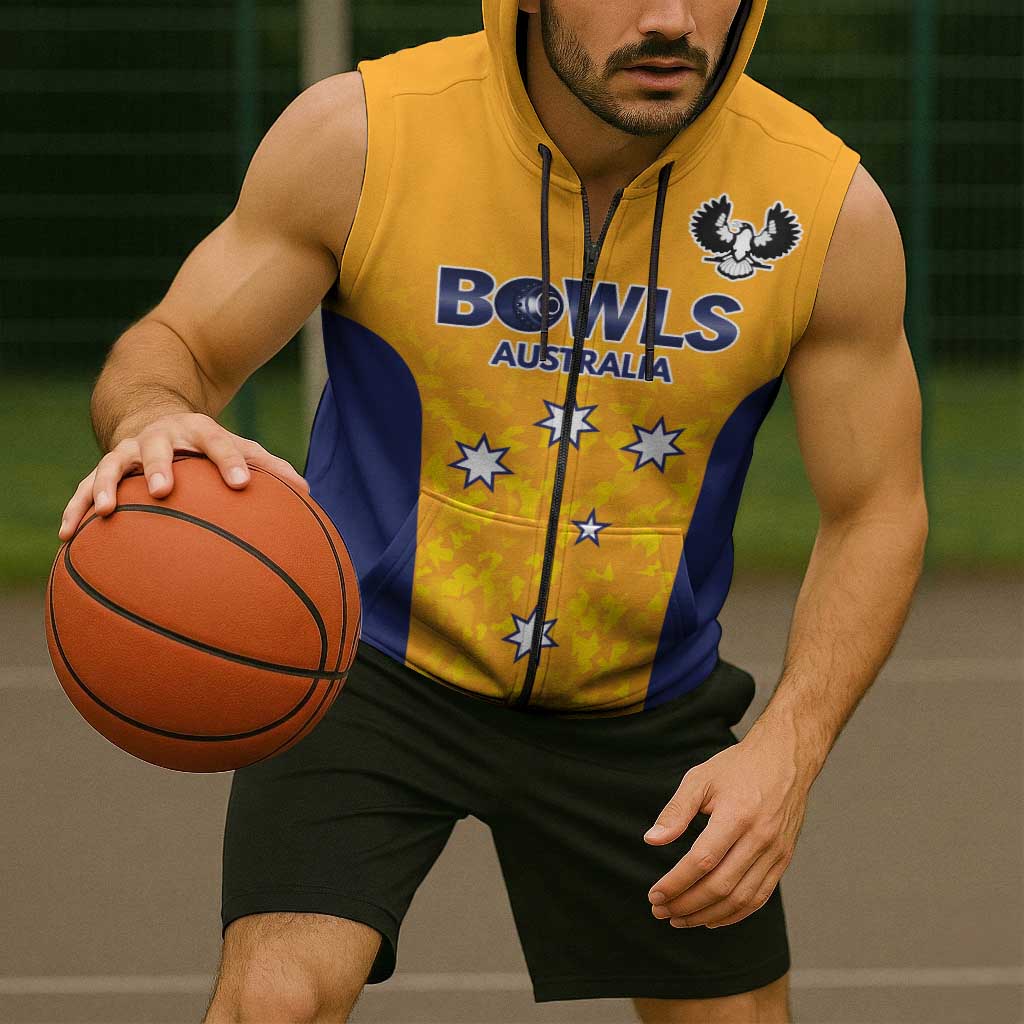 Australian South Australia Lawn Bowls Custom Sleeveless Zip Hoodie Aussie Minimalist Style LT9