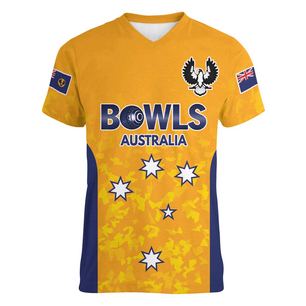 Australian South Australia Lawn Bowls Custom Women V-Neck T-Shirt Aussie Minimalist Style - Aussie Hoodie