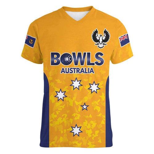 Australian South Australia Lawn Bowls Custom Women V-Neck T-Shirt Aussie Minimalist Style - Aussie Hoodie