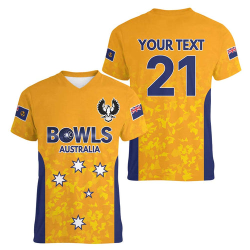 Australian South Australia Lawn Bowls Custom Women V-Neck T-Shirt Aussie Minimalist Style - Aussie Hoodie