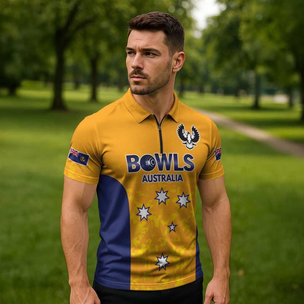 Australian South Australia Lawn Bowls Custom Zipper Polo Shirt Aussie Minimalist Style - Aussie Hoodie