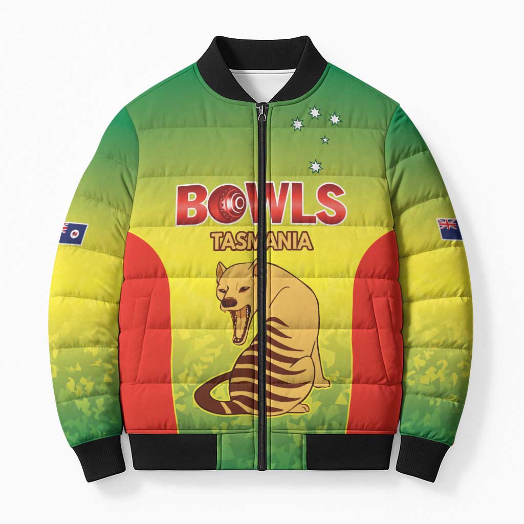 Australian Tasmania Lawn Bowls Custom Bomber Puffer Jacket Aussie Minimalist Style - Aussie Hoodie