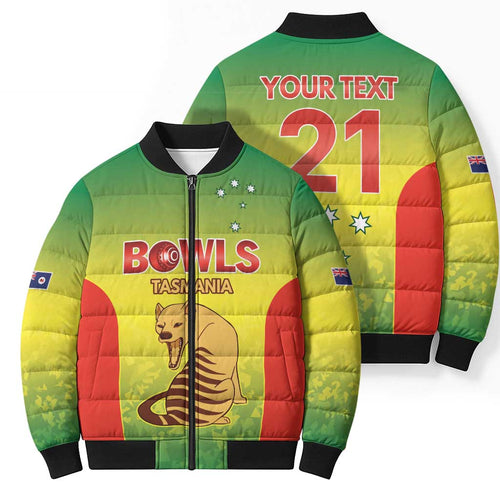 Australian Tasmania Lawn Bowls Custom Bomber Puffer Jacket Aussie Minimalist Style - Aussie Hoodie