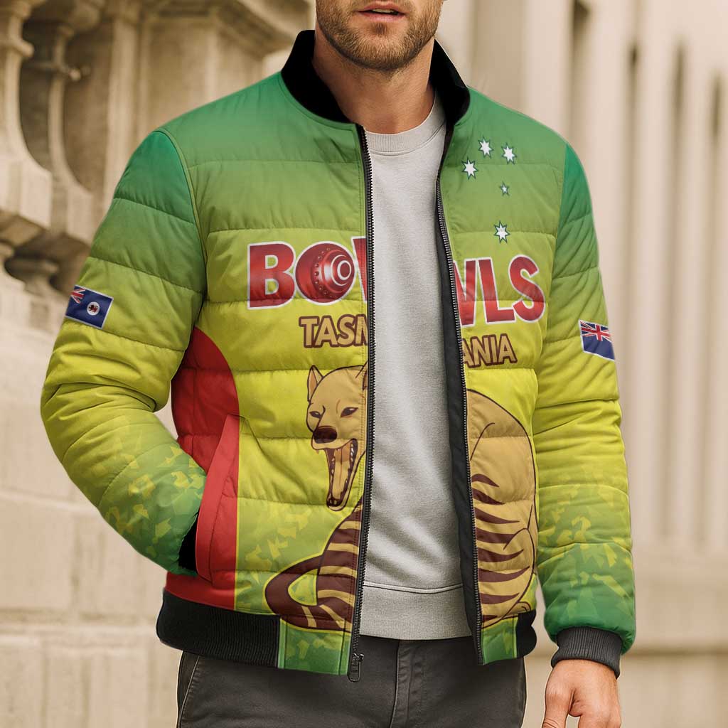 Australian Tasmania Lawn Bowls Custom Bomber Puffer Jacket Aussie Minimalist Style - Aussie Hoodie