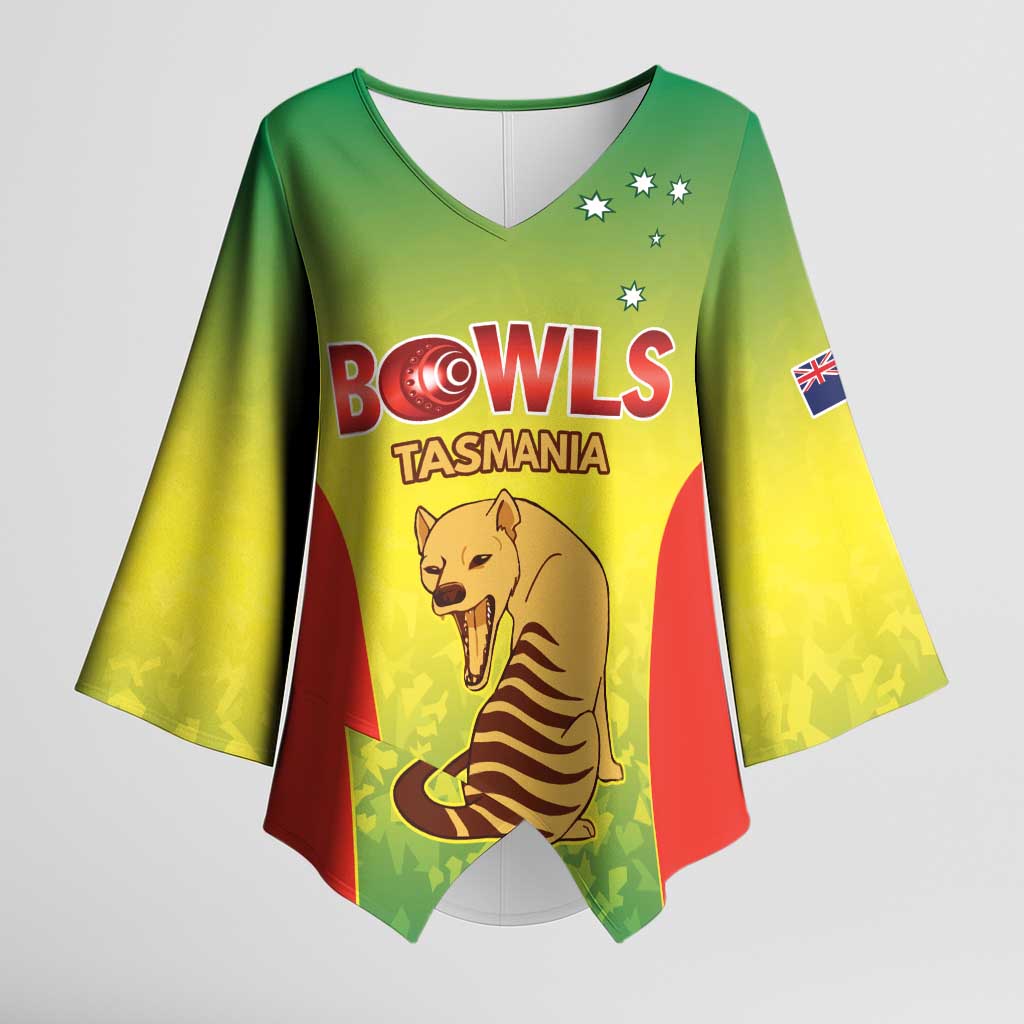 Australian Tasmania Lawn Bowls Custom Kimono Sleeve Blouse Aussie Minimalist Style - Aussie Hoodie