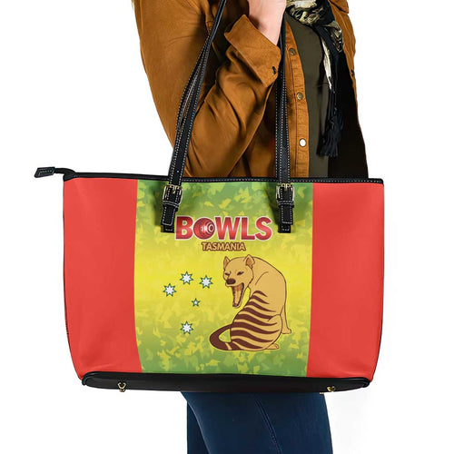 Australian Tasmania Lawn Bowls Leather Tote Bag Aussie Minimalist Style - Aussie Hoodie
