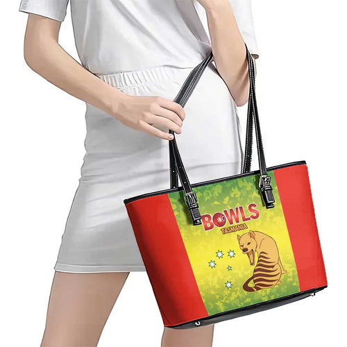 Australian Tasmania Lawn Bowls Leather Tote Bag Aussie Minimalist Style - Aussie Hoodie