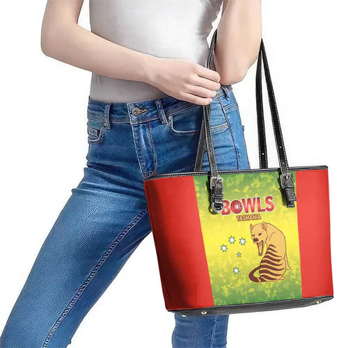 Australian Tasmania Lawn Bowls Leather Tote Bag Aussie Minimalist Style - Aussie Hoodie