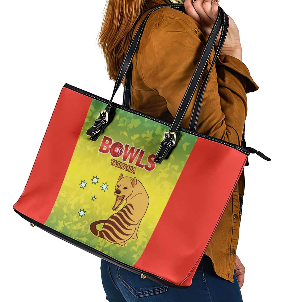 Australian Tasmania Lawn Bowls Leather Tote Bag Aussie Minimalist Style - Aussie Hoodie