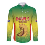 Australian Tasmania Lawn Bowls Custom Long Sleeve Button Shirt Aussie Minimalist Style - Aussie Hoodie