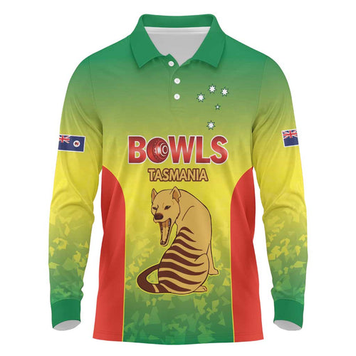 Australian Tasmania Lawn Bowls Custom Long Sleeve Polo Shirt Aussie Minimalist Style - Aussie Hoodie