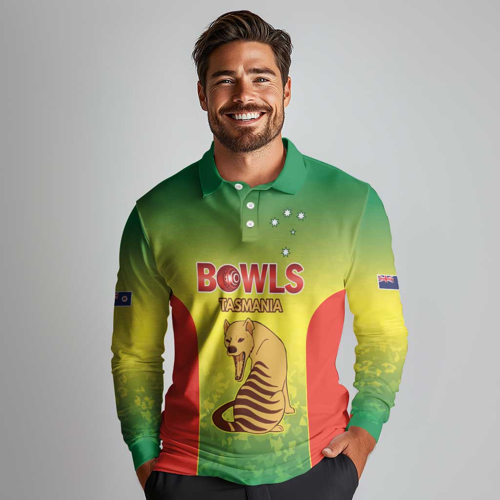 Australian Tasmania Lawn Bowls Custom Long Sleeve Polo Shirt Aussie Minimalist Style - Aussie Hoodie