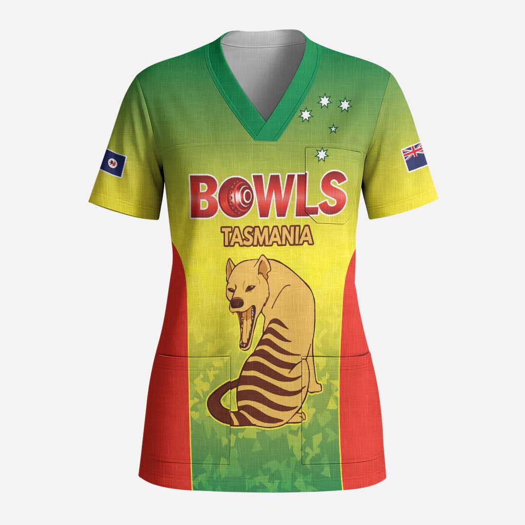 Australian Tasmania Lawn Bowls Custom Scrub Top Aussie Minimalist Style - Aussie Hoodie