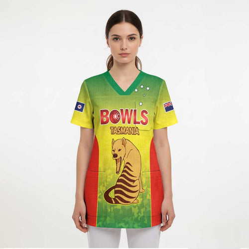 Australian Tasmania Lawn Bowls Custom Scrub Top Aussie Minimalist Style - Aussie Hoodie
