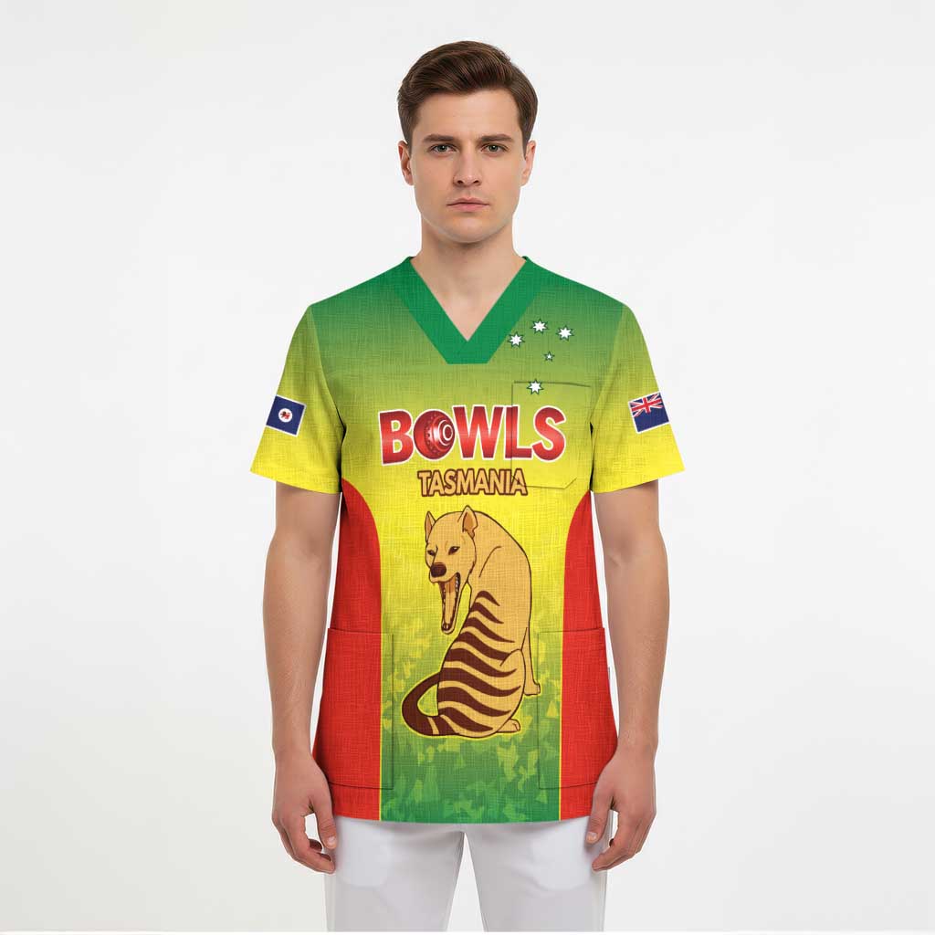 Australian Tasmania Lawn Bowls Custom Scrub Top Aussie Minimalist Style - Aussie Hoodie